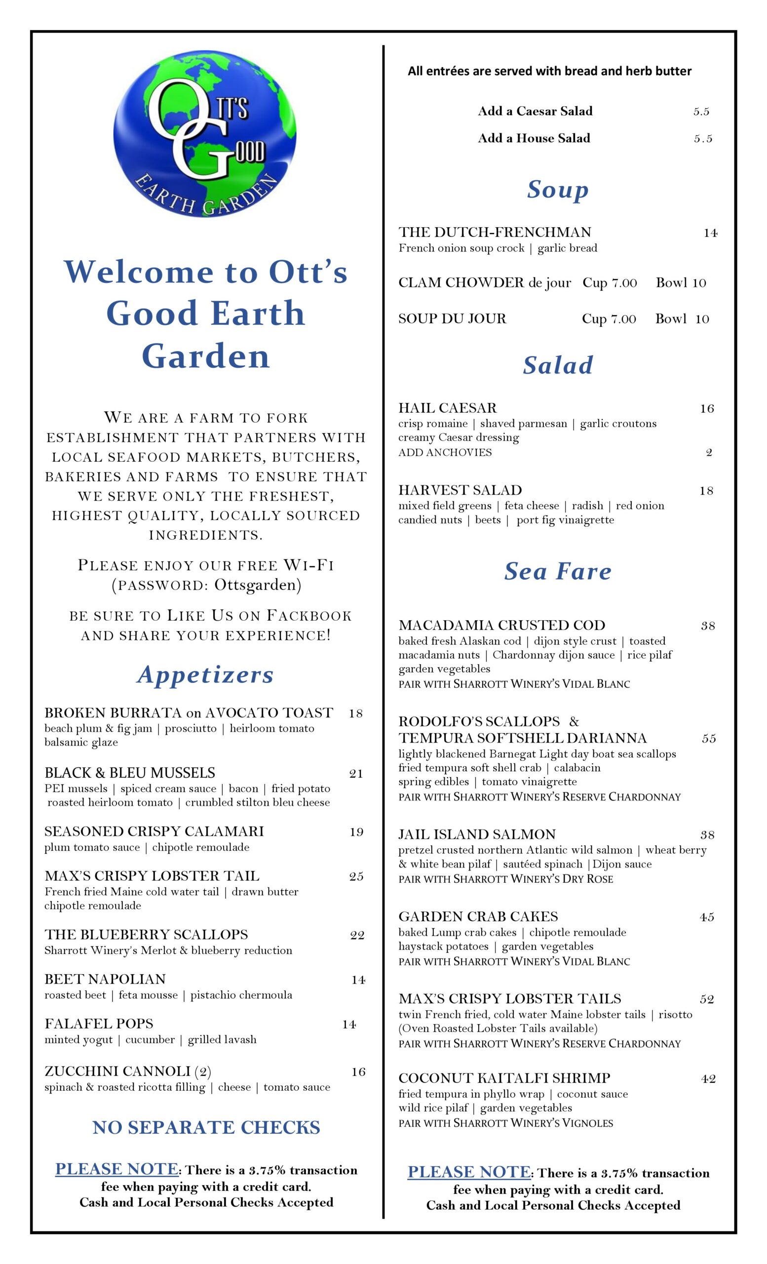 Otts New Menu