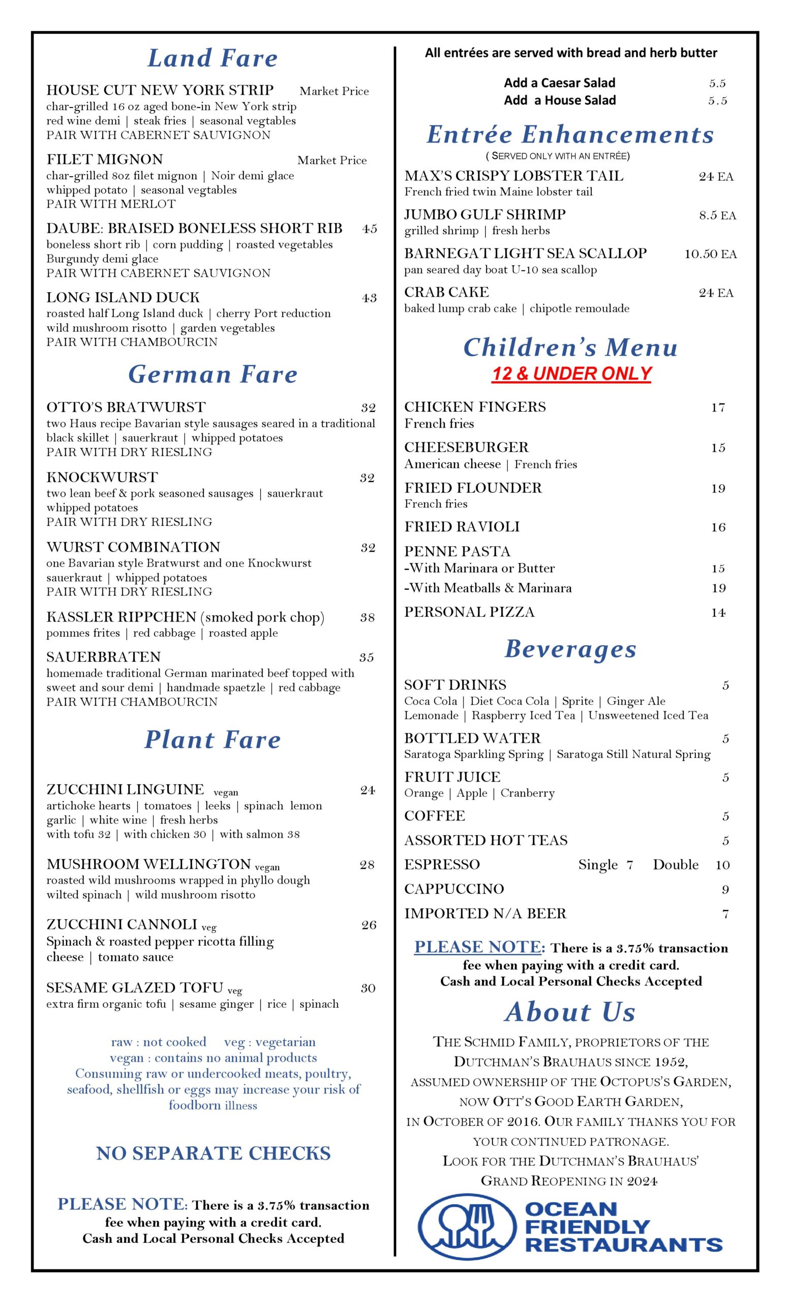 Otts New Menu