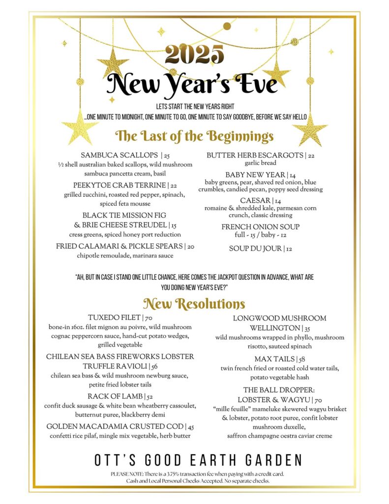 New Year's Eve Menu